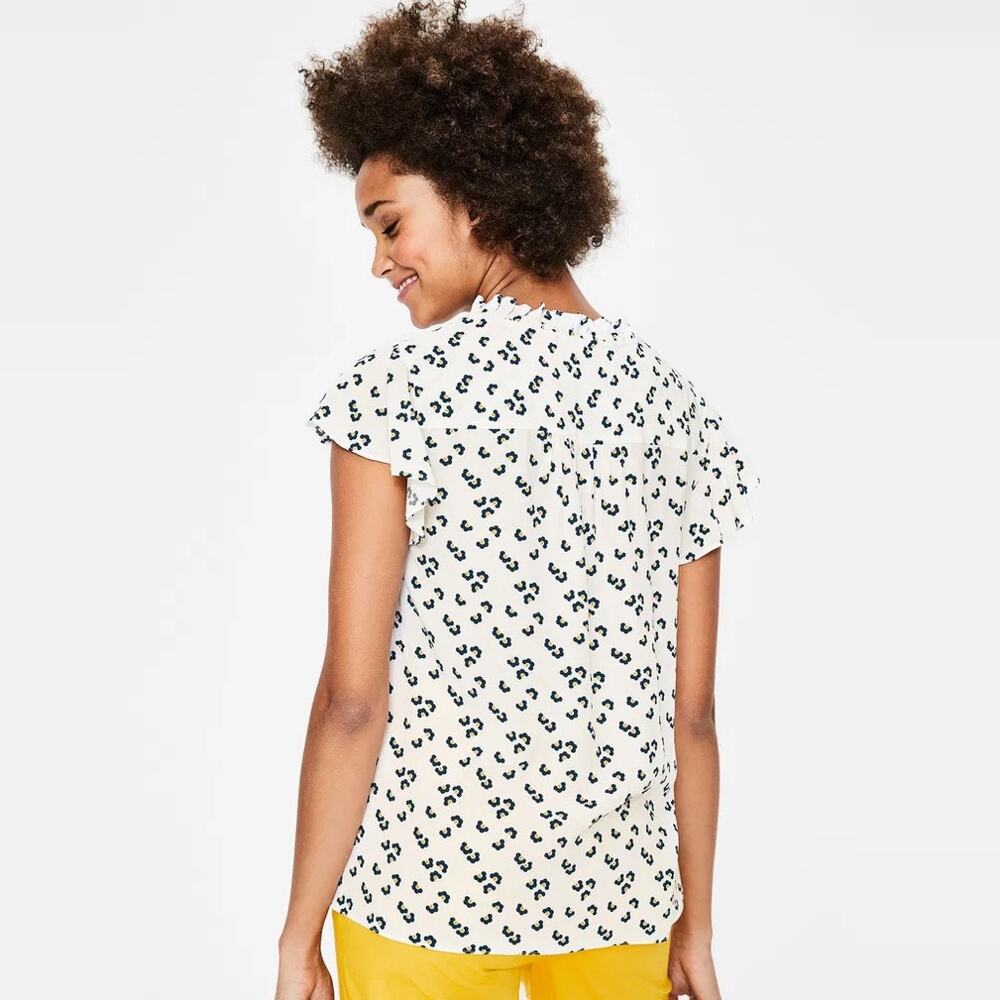 Boden Angelica Top Womens sz UK 10 US 6 Ruffle Tie Neck Blouse - Picture 2 of 16